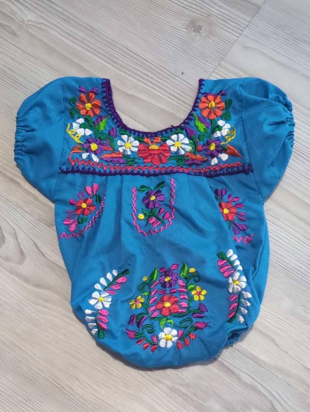 Handmade Embroidered Doll Romper Dress Fits 18 Inch Doll Mexican Folk Art
